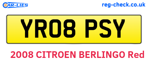 YR08PSY are the vehicle registration plates.