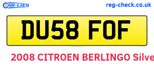 DU58FOF are the vehicle registration plates.