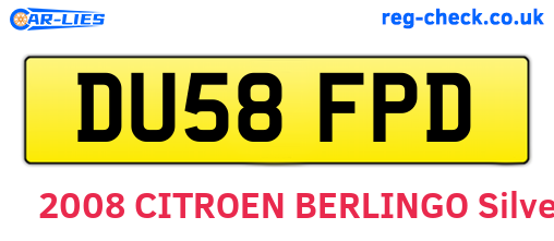 DU58FPD are the vehicle registration plates.