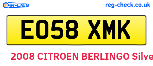 EO58XMK are the vehicle registration plates.