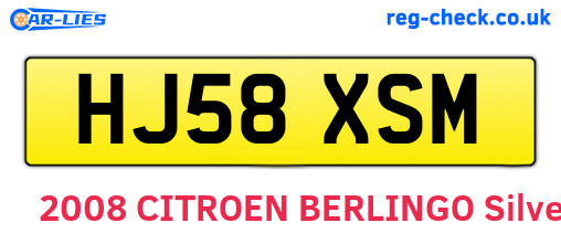 HJ58XSM are the vehicle registration plates.