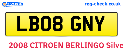 LB08GNY are the vehicle registration plates.