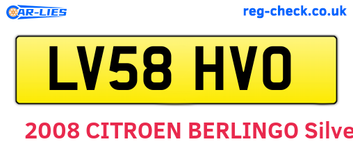 LV58HVO are the vehicle registration plates.