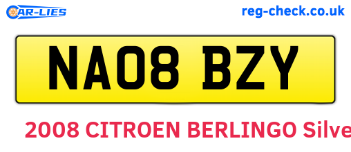 NA08BZY are the vehicle registration plates.