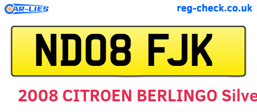 ND08FJK are the vehicle registration plates.