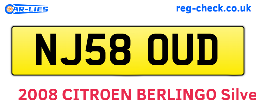 NJ58OUD are the vehicle registration plates.