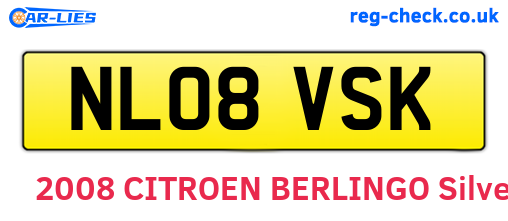 NL08VSK are the vehicle registration plates.