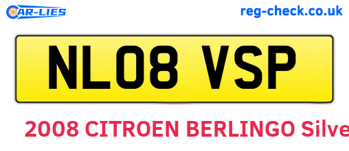 NL08VSP are the vehicle registration plates.
