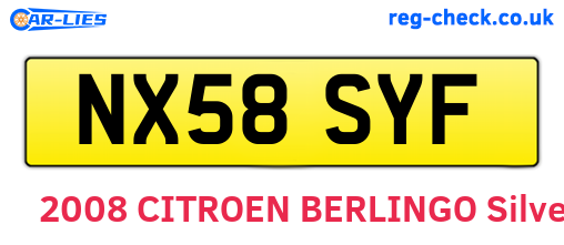 NX58SYF are the vehicle registration plates.