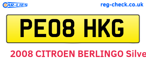 PE08HKG are the vehicle registration plates.