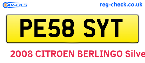 PE58SYT are the vehicle registration plates.