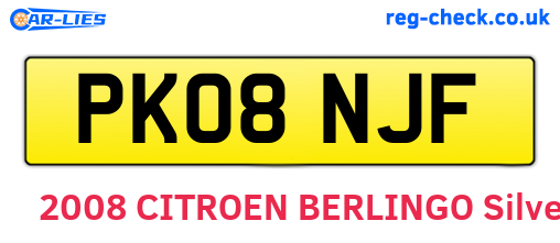 PK08NJF are the vehicle registration plates.