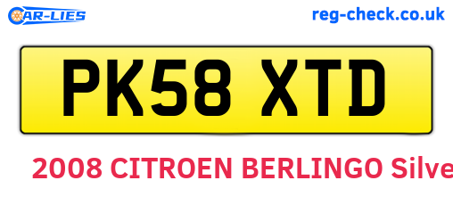 PK58XTD are the vehicle registration plates.