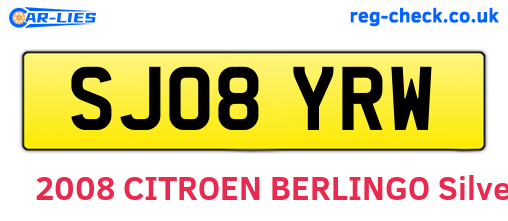 SJ08YRW are the vehicle registration plates.