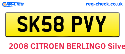 SK58PVY are the vehicle registration plates.