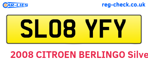 SL08YFY are the vehicle registration plates.