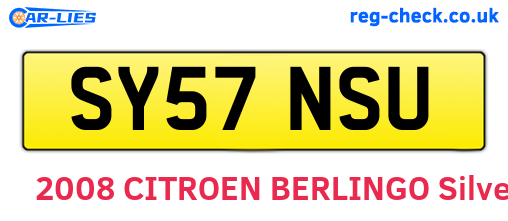 SY57NSU are the vehicle registration plates.