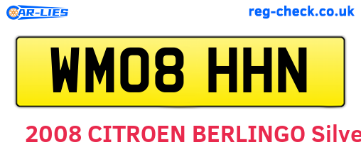 WM08HHN are the vehicle registration plates.