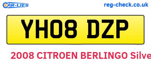 YH08DZP are the vehicle registration plates.