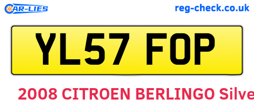 YL57FOP are the vehicle registration plates.
