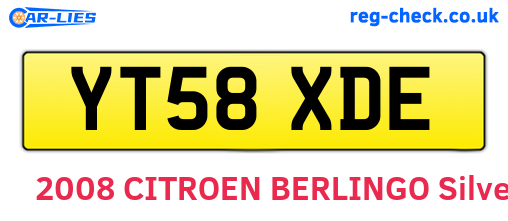 YT58XDE are the vehicle registration plates.