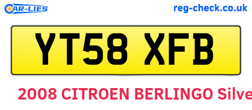 YT58XFB are the vehicle registration plates.