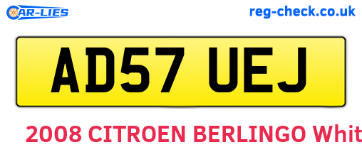 AD57UEJ are the vehicle registration plates.