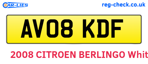 AV08KDF are the vehicle registration plates.