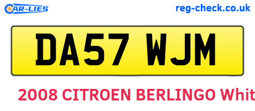 DA57WJM are the vehicle registration plates.