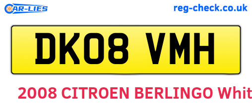 DK08VMH are the vehicle registration plates.
