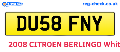 DU58FNY are the vehicle registration plates.