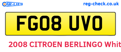 FG08UVO are the vehicle registration plates.