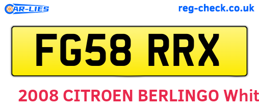 FG58RRX are the vehicle registration plates.