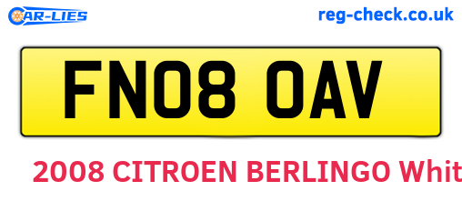 FN08OAV are the vehicle registration plates.