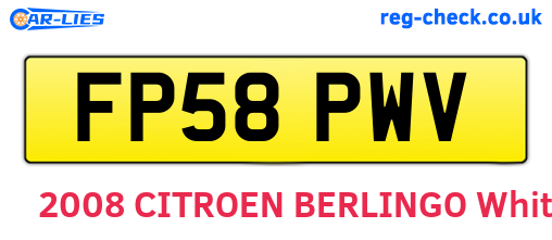 FP58PWV are the vehicle registration plates.
