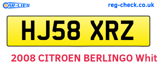 HJ58XRZ are the vehicle registration plates.