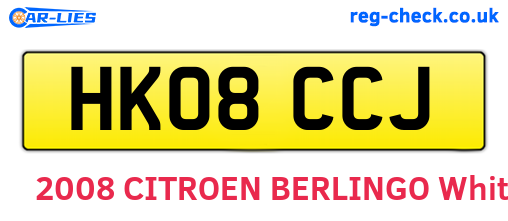 HK08CCJ are the vehicle registration plates.
