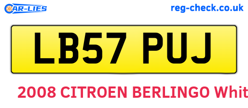 LB57PUJ are the vehicle registration plates.