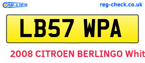 LB57WPA are the vehicle registration plates.