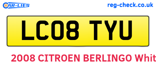 LC08TYU are the vehicle registration plates.
