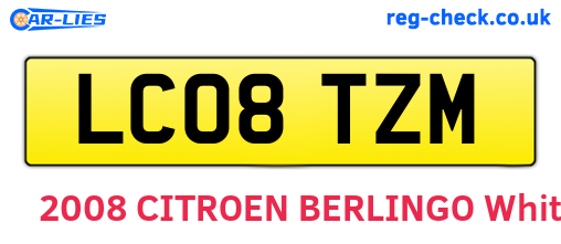 LC08TZM are the vehicle registration plates.