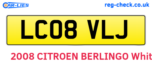 LC08VLJ are the vehicle registration plates.