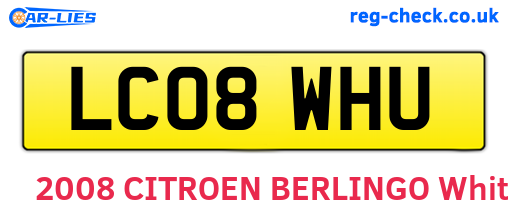LC08WHU are the vehicle registration plates.