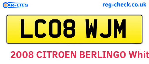 LC08WJM are the vehicle registration plates.