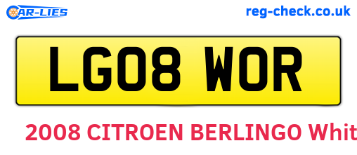 LG08WOR are the vehicle registration plates.