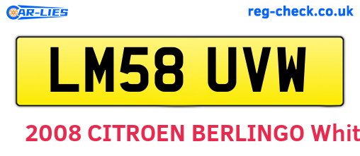 LM58UVW are the vehicle registration plates.