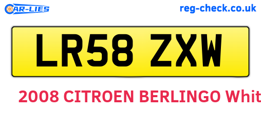 LR58ZXW are the vehicle registration plates.