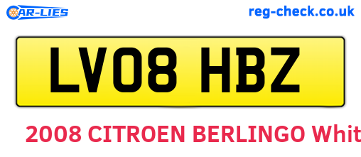 LV08HBZ are the vehicle registration plates.