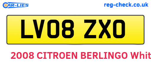 LV08ZXO are the vehicle registration plates.
