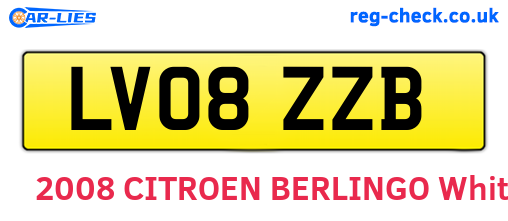 LV08ZZB are the vehicle registration plates.